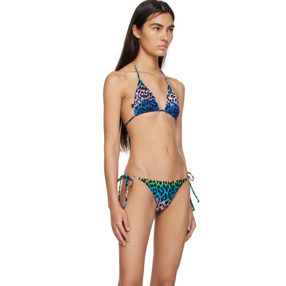 GANNI Leopard Print Leopard Bikini Top Size M